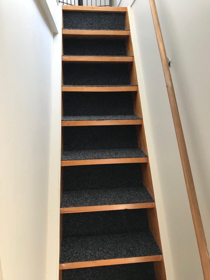 stairs with garage carpet