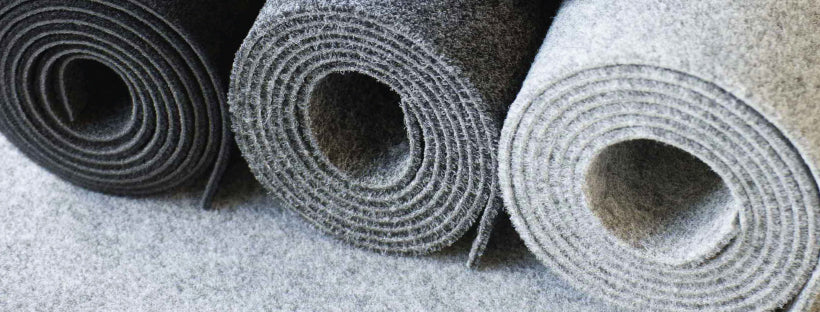 3 rolls of garage carpet side by side