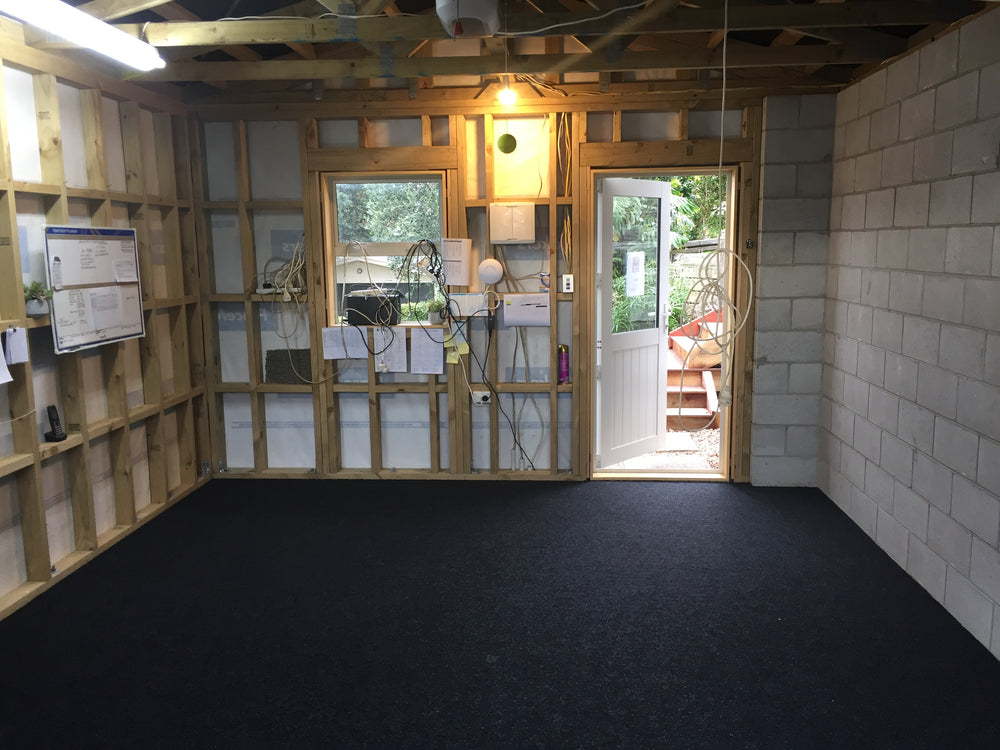 new garage with garage carpet installed