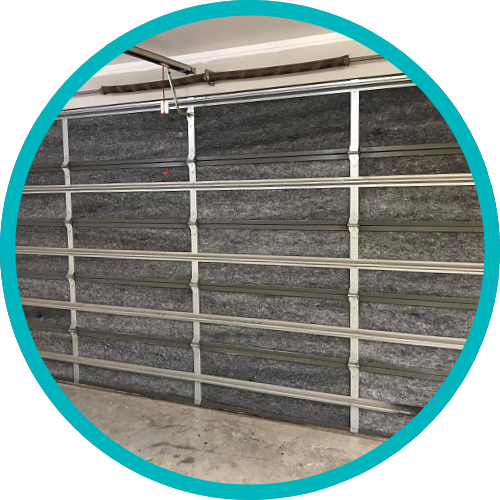 Grey Door Insulation Installed - Affordable Garage Carpet 