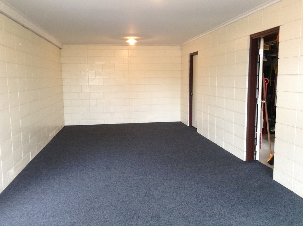 charcoal garage carpet laid