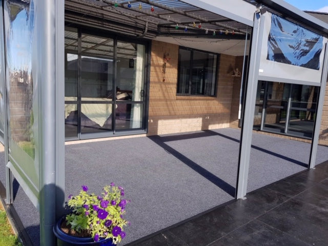 patio carpeted with garage carpet