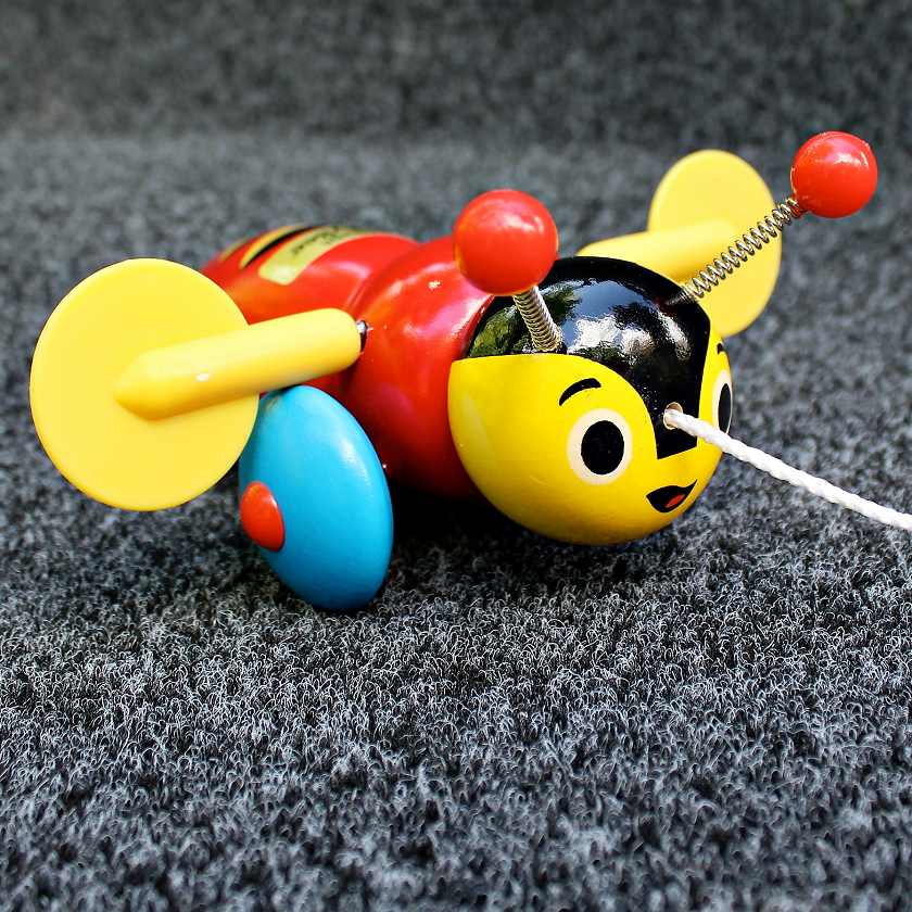 Kids toy on garage carpet