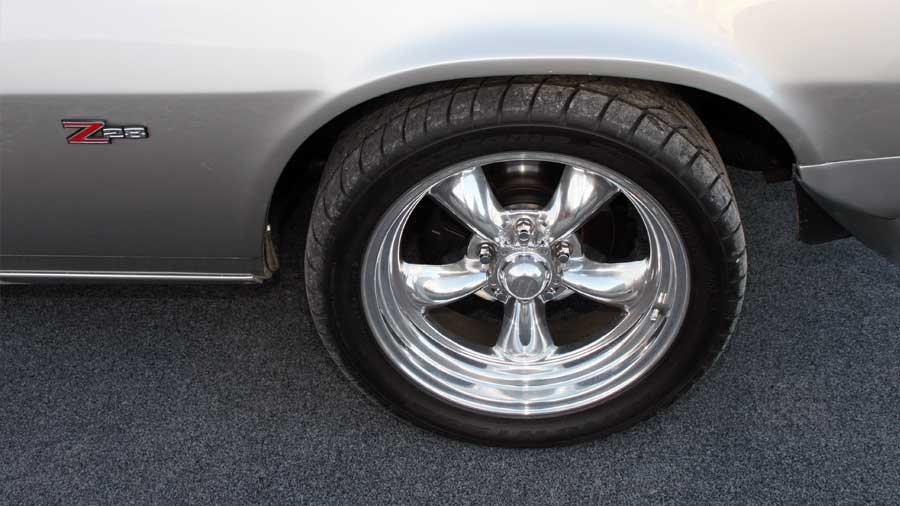 Hot Rod Wheel on garage carpet