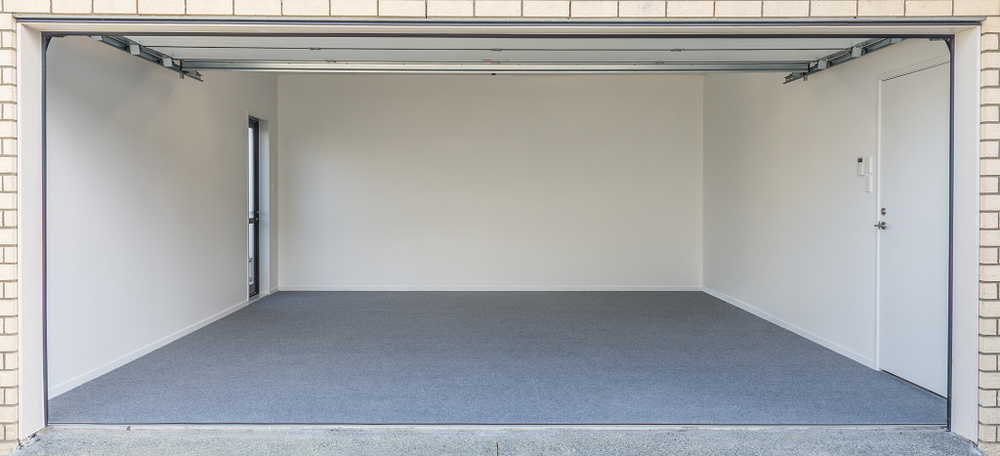 Slate garage carpet installed in a new house
